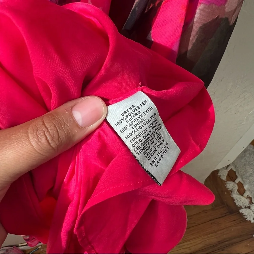 Eliza J Floral High Low Dress Red Black preppy wedding summer bohemian party - Picture 6 of 15